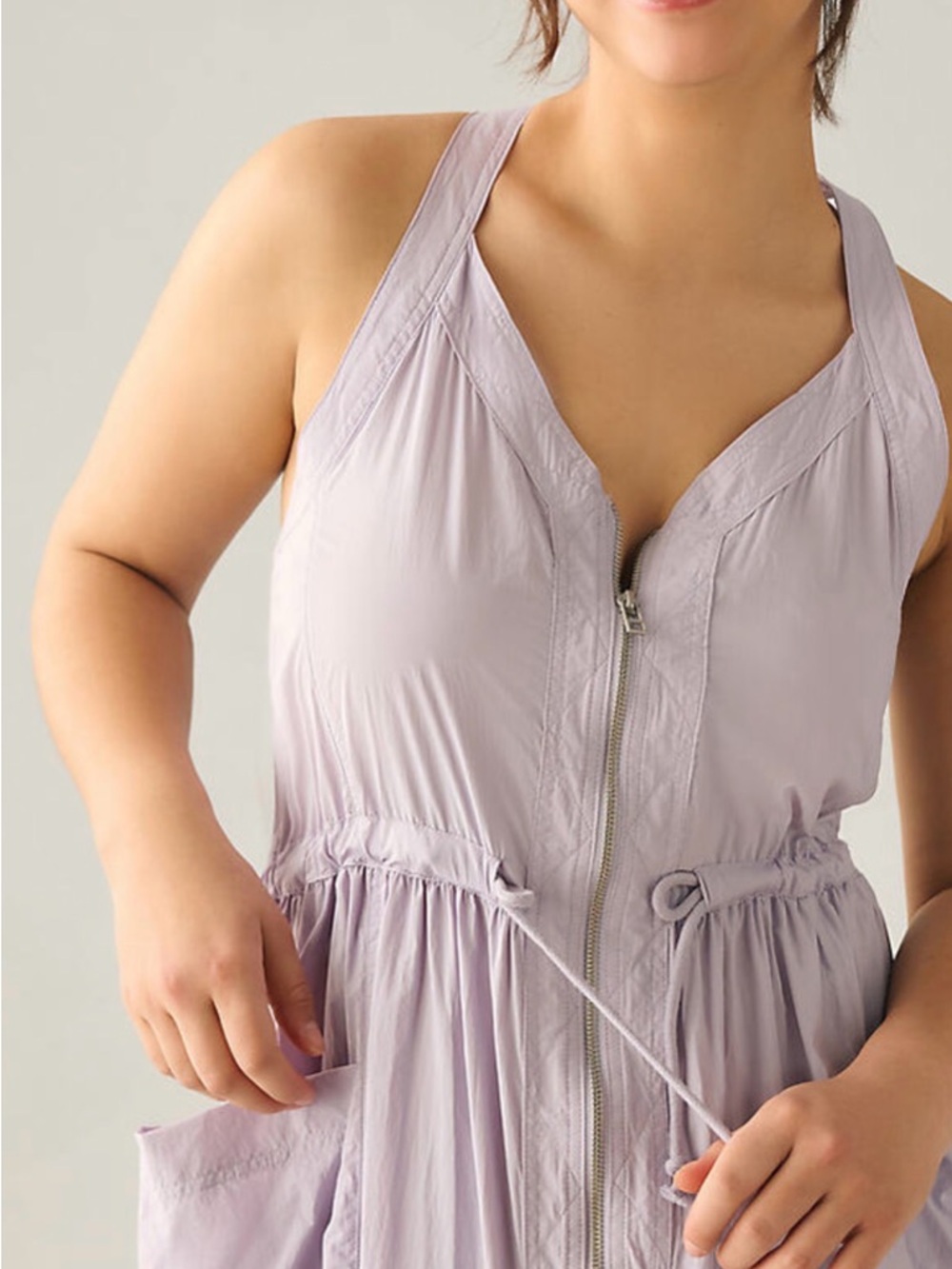NEW fab'rik Free Fall Dalton Utility Light Lavender Sleeveless Midi Dress Small - Picture 7 of 16